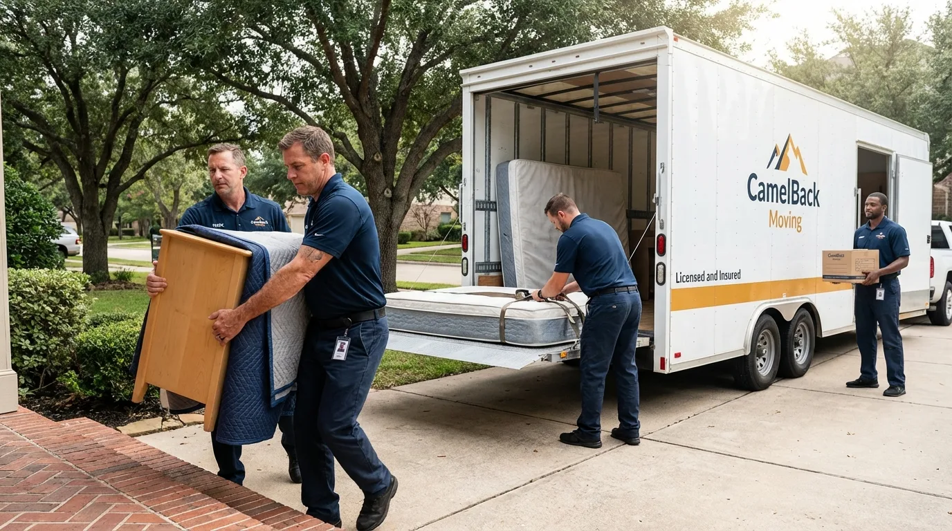 Crew loading residential truck for cross-state move from Perryville, MD