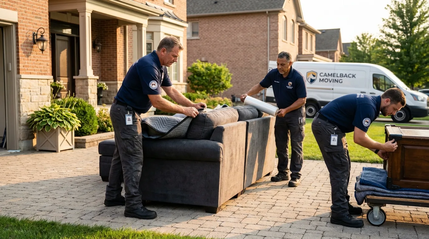 Large estate moving crew wrapping furniture in Perryville, MD