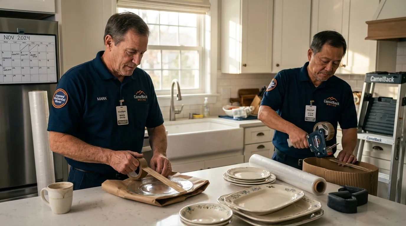 Professional crew packing kitchen dishware in Perryville, MD