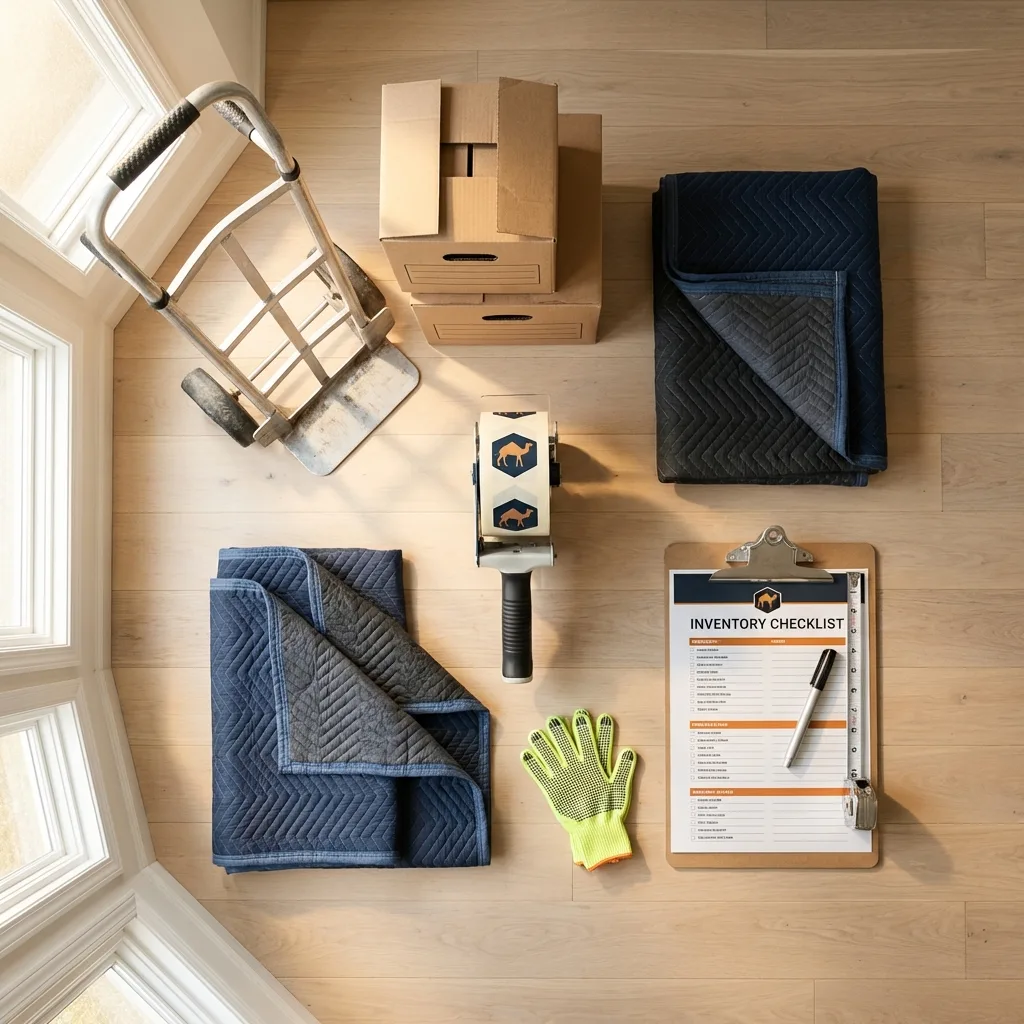Professional moving supplies and packing materials layout for Perryville residential relocations